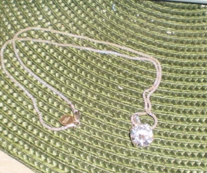 Vintage 18" Sterling Silver Chain with a CZ pendant - Picture 1 of 3