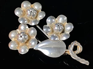 Vintage Hand Made Sterling Silver Floral Brooch - 2-1/4" Tall / 6.6 Grams - Bild 1 von 12