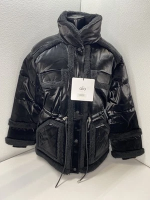 Chaqueta para mujer ALO negra talla S rompehielos acolchado cuello alto rayón cremallera completa Foto 1 de 4