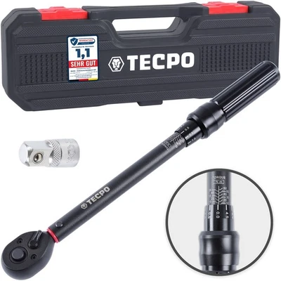 TECPO + BGS TECPO DREHMOMENTSCHLÜSSEL 3/8 ZOLL 10-60 Nm DREHMOMENT SCHLÜSSEL 3/8 + ADAPTER