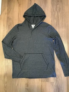 On the Byas Black Gray Athleisure Gorpcore 1/4 Button Pullover Hoodie Pockets L - Picture 1 of 6