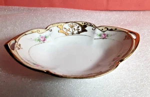 Nippon Hand Painted Candy/Trinket Dish w/Gold Moriage - Picture 1 of 5