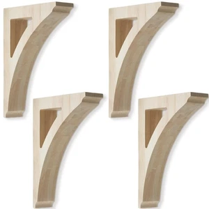 Briwooody 4 Pcs Traditional Wood Brackets Unfinished Hardwood Bracket Solid Wood - Picture 1 of 7