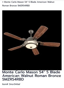 Monte Carlo Mason 5MZR54RBD Ceiling Fan Roman Bronze Finish - Picture 1 of 4