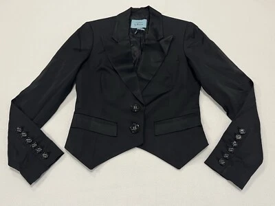 Blazer Chaqueta Corta GUESS BY MARCIANO Mujer 2 Botones Talla 44 Pequeño Negro Italia Foto 1 de 4
