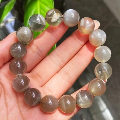 Brazalete de cuentas de cristal de luz fuerte piedra solar negra natural de 13,5 mm B50 Foto 1 de 4