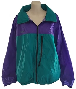 Columbia Packable Rain Jacket Vintage Purple Green Hood Women's Size Tag Removed - Picture 1 of 19