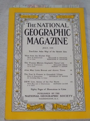 National Geographic Magazine July 1958 With Map  - Image 1 of 4