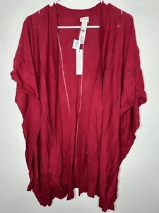 Chico’s Shadow Stripe Ruana Covering Shawl Kimono In Red One Size - Picture 1 of 7