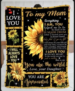 To My Mom Sunflower Fleece Blanket, To My Mom Blanket From Daughter 50x60 - Picture 1 of 3