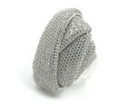 .925 RHODIUM PLATED STERLING SILVER HIGH END CUBIC ZIRCONIA LARGE COCKTAIL RING
