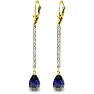 3,6 Karat 14K Massiv Gold Ohrringe Diamant Saphir - Bild 1 von 3