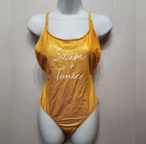 No Boundaries Swimsuit Small 3 - 5 Swim & Tonic Yellow Glittery One Piece B816 - Picture 1 of 6