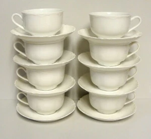 Hutschenreuther RACINE WHITE 16 Piece Cup Saucer Set 8 CUPS 8 SAUCERS - Picture 1 of 3
