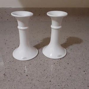 Lisa Larson Designs Pair of White Candle Holders ~ 6" Tall - Picture 1 of 7