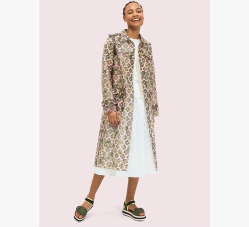 Giacca impermeabile traslucida Kate Spade 'Spade Flower Cherry Coat' nuova con etichetta taglia 4