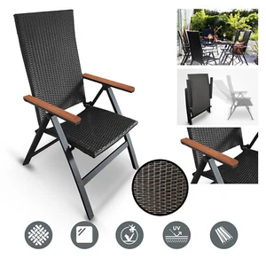 Klappstuhl Aluminium Polyrattan Gartenstuhl Hochlehner Stuhl Rattanstuhl Braun N - Bild 1 von 7