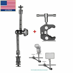 US 11" Articulating Magic Arm + Super Clamp Crab for DSLR Camera LCD Monitor LED - Picture 1 of 8