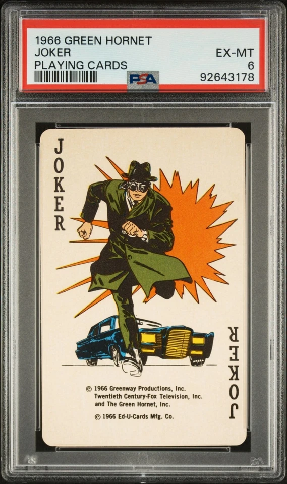 PSA 6 EX- MINT Bruce Lee & Van Williams 1966 Green Hornet Joker Playing Card - Image 1 of 2