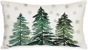 Christmas Pillow Cover 12X20 Inch Christmas Trees Snowflake Decorations Winter P - Picture 1 of 7