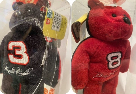 D.Earnhardt 3/Dale Jr 8 Nascar Gold 'N Bears Black&Red Teddy Bear Beanie Plush Cover