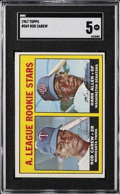1967 TOPPS #569 ROD CAREW ROOKIE RC SGC 5 - Image 1 of 2