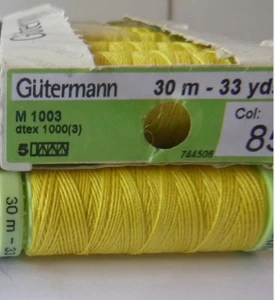 Gutermann 1 x 30 meter Reel Polyester Sewing Thread Made in Germany Yellow # 852 - Picture 1 of 3
