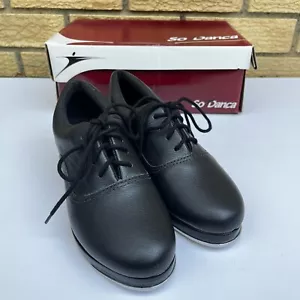TA800 So Danca Tayla Black Leather Professional Tap Shoes Ladies 4 Fits Child 2 - Foto 1 di 11