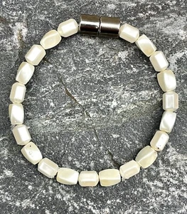 Pulsera tobillera 100 % magnética hematita crema perla - Imagen 1 de 3