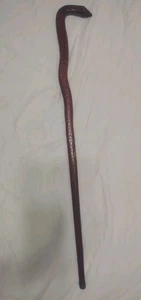 Snake Head Handle Hand Carved Walking Cane Wooden Walking Stick Handmade 37.5" - Picture 1 of 24