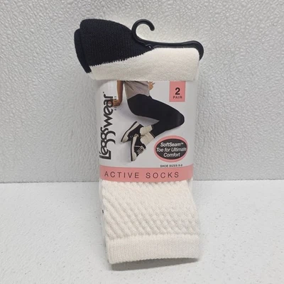 Paquete de 2 calcetines holgados Leggs Wear Active Crew vintage para mujer talla 5-9 Foto 1 de 4