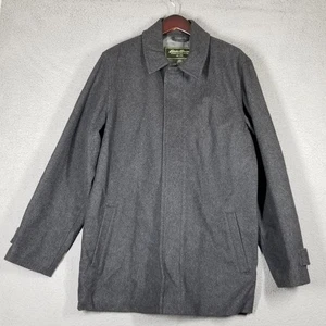 Eddie Bauer Coat Mens Large Tall Gray Wool Blend Lined Overcoat Jacket Classic - Picture 1 of 10