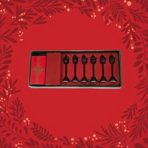 Caja vintage de 6 postes de lámpara iluminados en miniatura luces de escena de pueblo de Navidad - Imagen 1 de 3