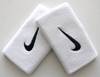 Nike Tennis Premier Doublewide Wristbands Adult White/Dark Grey - Image 1 of 2