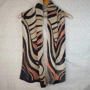 Red Fish Designs Silk Blend Velvet Burnout Scarf Semi Sheer Retro Geometric - Picture 1 of 7