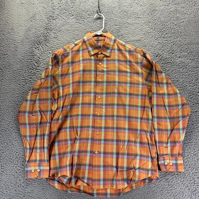 Robert Talbott Button Shirt Mens Large Multicolor Plaid Long Sleeve Cotton - Image 1 of 4
