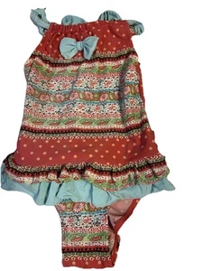 Floatimini size 6x girls swim Suit blue Pink Green bow 1 Pc  ruffle Bathing Suit - Picture 1 of 3