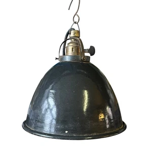 Bauhaus Deckenlampe Emaille schwarz mit Stecker Industrielampe Hängelampe 55345 - Bild 1 von 17