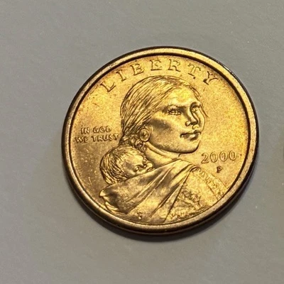 RARE Cheerios 2000 P Sacagawea One Dollar  coin GOLD COLOR & FEATHERS ERROR Mint - Image 1 of 2