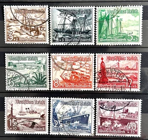 German Stamps 1937 Set Mi:DR651-659 Winter Relief ships used /2167 - Picture 1 of 1