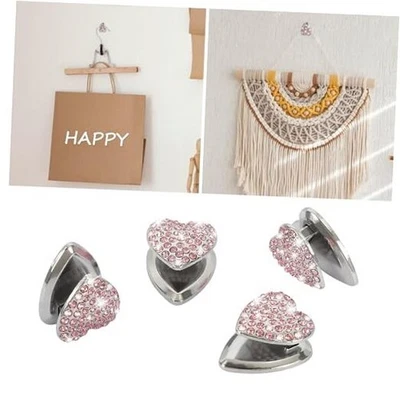  Ganchos de coche Bling 4 piezas accesorios en forma de corazón lindo gancho para llaves de carga rosa Foto 1 de 4