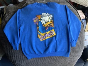 Vintage Mickeys Inc Donald Duck Spell out Sweatshirt Crew Neck XL Blue Mens - Picture 1 of 4