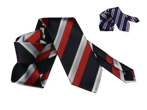 Corbata Azul Con Rayas Rojas, Azules Claras Y Blancas Regimiento De Seda - Imagen 1 de 4