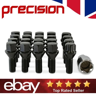 16 x Black Wheel Bolts & 4 x Locking Nuts for BMW 3 Series 1985 to 2011 Alloys - Image 1 of 4