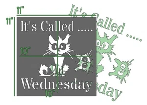 11"x11" Clear Plastic Stencil - Wednesday Cat (MP66) (.007") - Picture 1 of 2