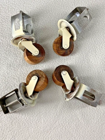 Vintage Faultless Wood and Metal Furniture Castors 1 1/2" Set of 4 Cover