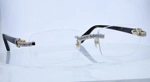 CARTIER GLASSES ICED OUT EMERLAD AND ROUND VS LAB DIAMONDS SET IN 10K GOLD - Picture 1 of 9