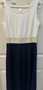 Langes Sommerkleid Damen weiß & marine Gr. Jr XL - Neu ohne Etikett - Bild 1 von 4