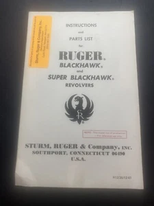 1981 Ruger Instructions & Parts List Blackhawk & Super Blackhawk Revolver 8 Page - Picture 1 of 2