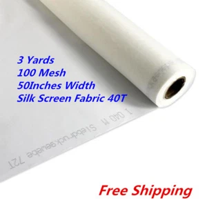 3 Yards 100 Mesh 50Inches Width Silk Screen Fabric 40T for Screen Printing - Picture 1 of 4